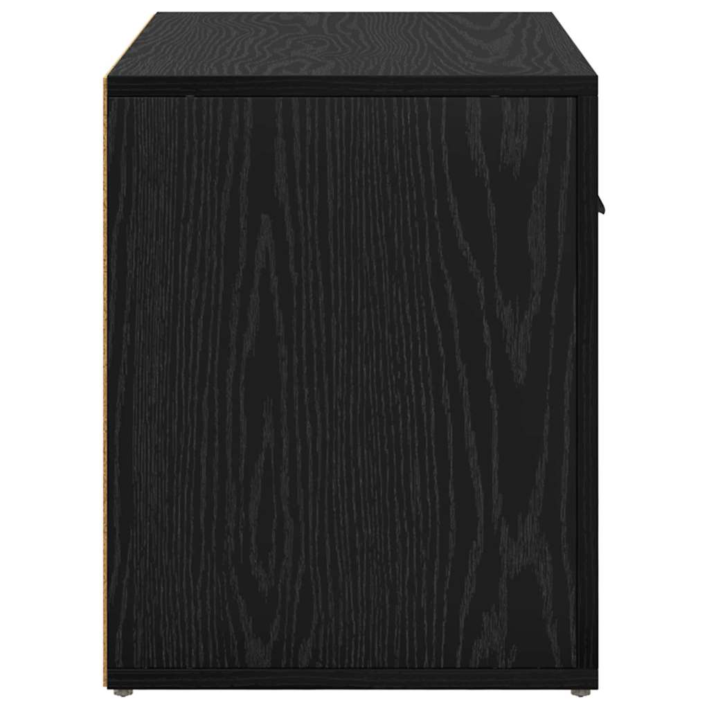 Compact Bedside Cabinet Black oak Engineered wood - Home Dacor