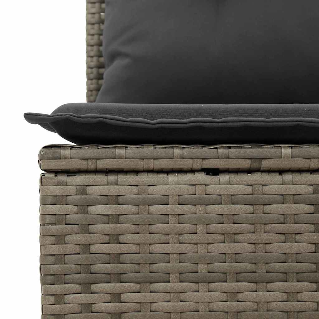 Classic Garden Bench with Cushion Grey Poly rattan - Sleek Modern Look