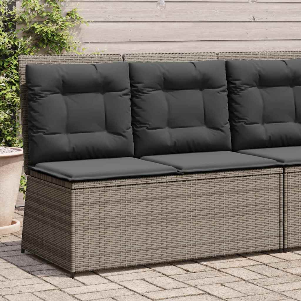 Classic Garden Bench with Cushion Grey Poly rattan - Sleek Modern Look