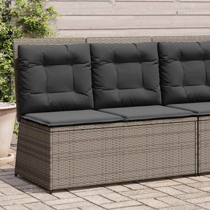 Classic Garden Bench with Cushion Grey Poly rattan - Sleek Modern Look