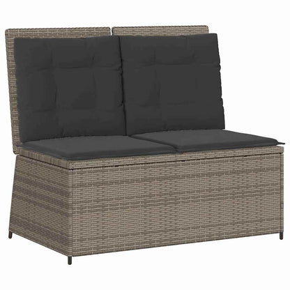 Classic Garden Bench with Cushion Grey Poly rattan - Sleek Modern Look