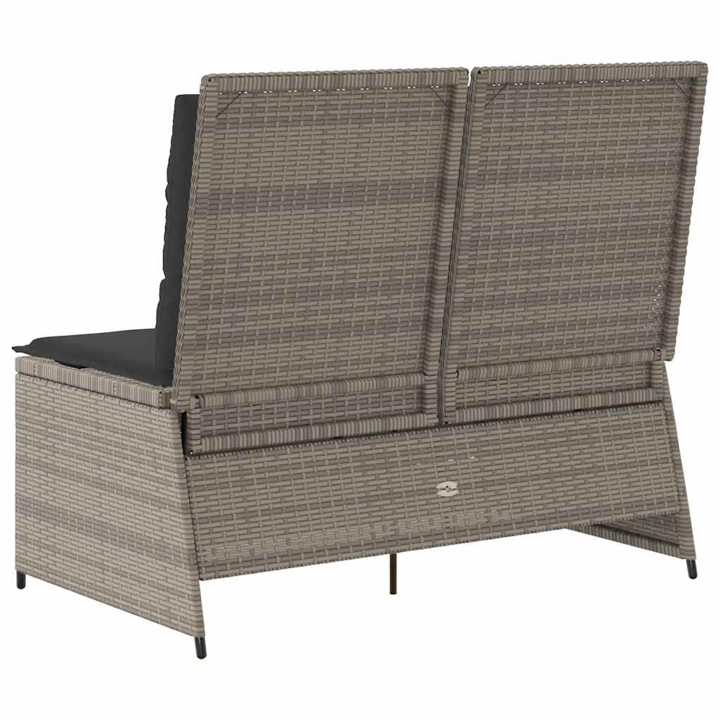 Classic Garden Bench with Cushion Grey Poly rattan - Sleek Modern Look