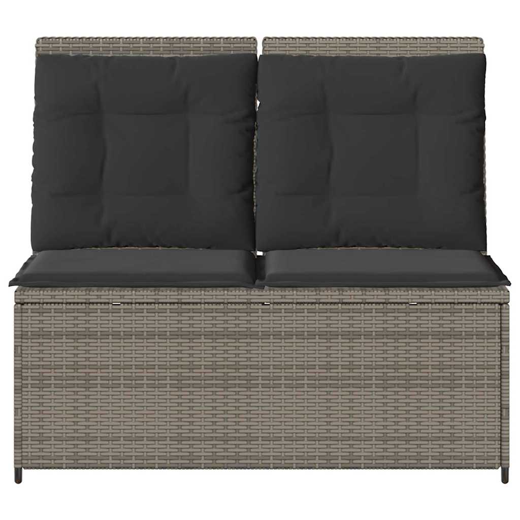 Classic Garden Bench with Cushion Grey Poly rattan - Sleek Modern Look