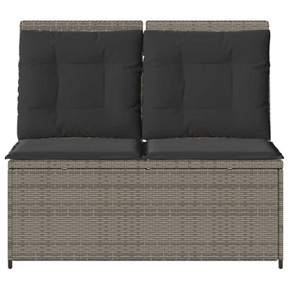 Classic Garden Bench with Cushion Grey Poly rattan - Sleek Modern Look