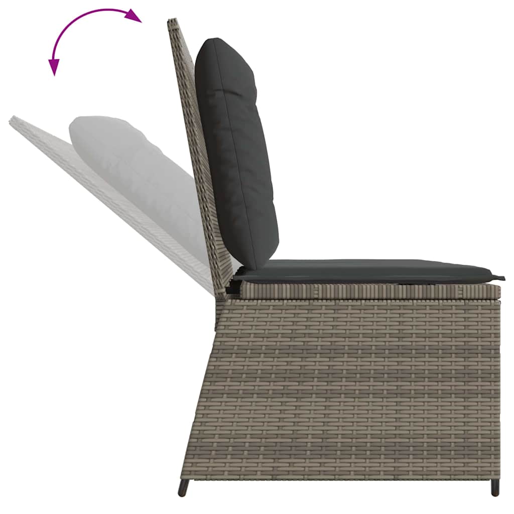 Classic Garden Bench with Cushion Grey Poly rattan - Sleek Modern Look