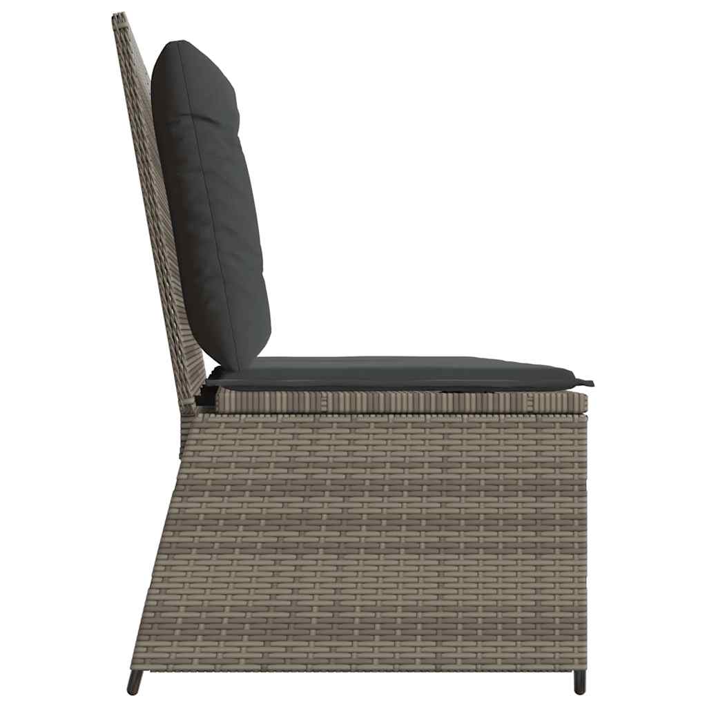Classic Garden Bench with Cushion Grey Poly rattan - Sleek Modern Look