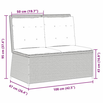 Classic Garden Bench with Cushion Grey Poly rattan - Sleek Modern Look