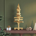Luxury Wooden Christmas Tree with Stand Brown 60cm Solid pine wood