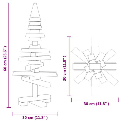 Luxury Wooden Christmas Tree with Stand Brown 60cm Solid pine wood