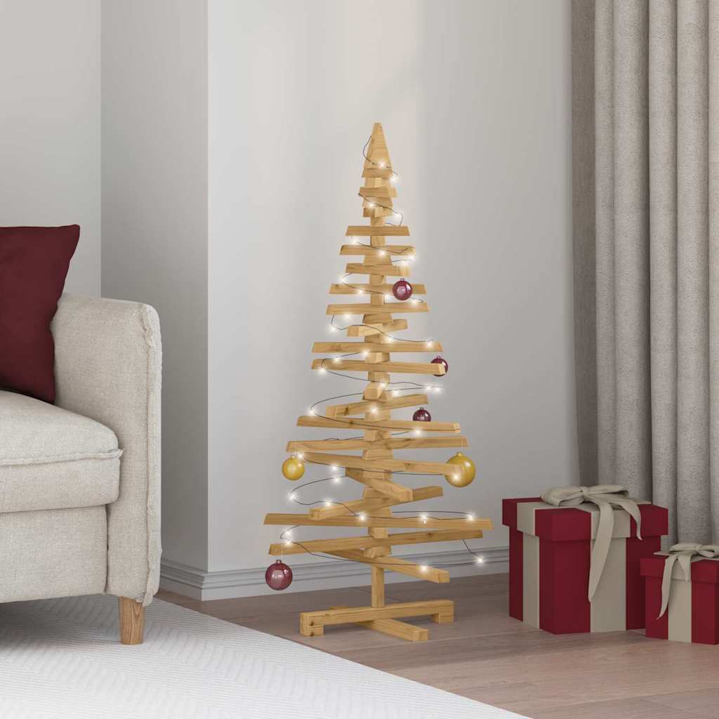 Minimalist Wooden Christmas Tree with Stand Brown 120cm Solid pine wood