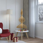 Minimalist Wooden Christmas Tree with Stand Brown 120cm Solid pine wood
