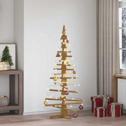 Minimalist Wooden Christmas Tree with Stand Brown 150cm Solid pine wood