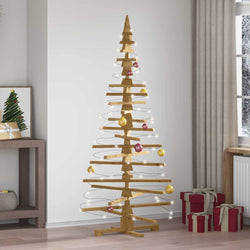 Contemporary Wooden Christmas Tree with Stand Brown 180cm Solid pine wood