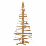Contemporary Wooden Christmas Tree with Stand Brown 180cm Solid pine wood