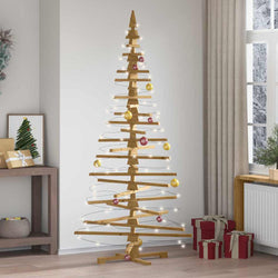 Cozy Wooden Christmas Tree with Stand Brown 210cm Solid pine wood - Soft