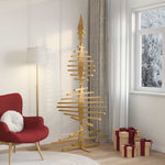 Cozy Wooden Christmas Tree with Stand Brown 210cm Solid pine wood - Soft