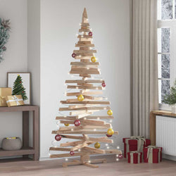 Luxury Christmas Trees with Stand Natural 210cm Solid pine wood - Home