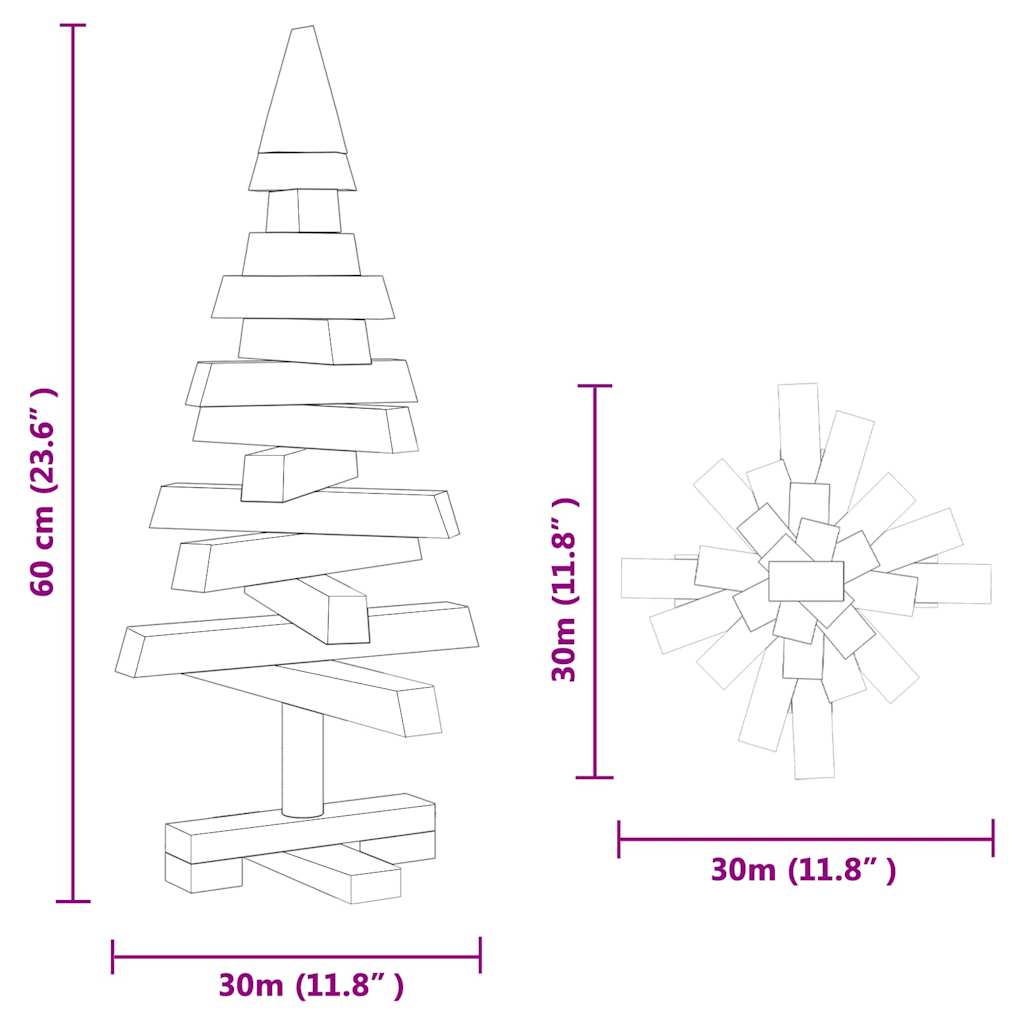 Classic Christmas Trees with Stand Brown 60cm Solid pine wood - Premium