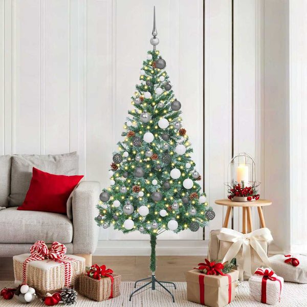  Elegant Artificial Christmas Tree with Stand Green 180cm PVC and Steel