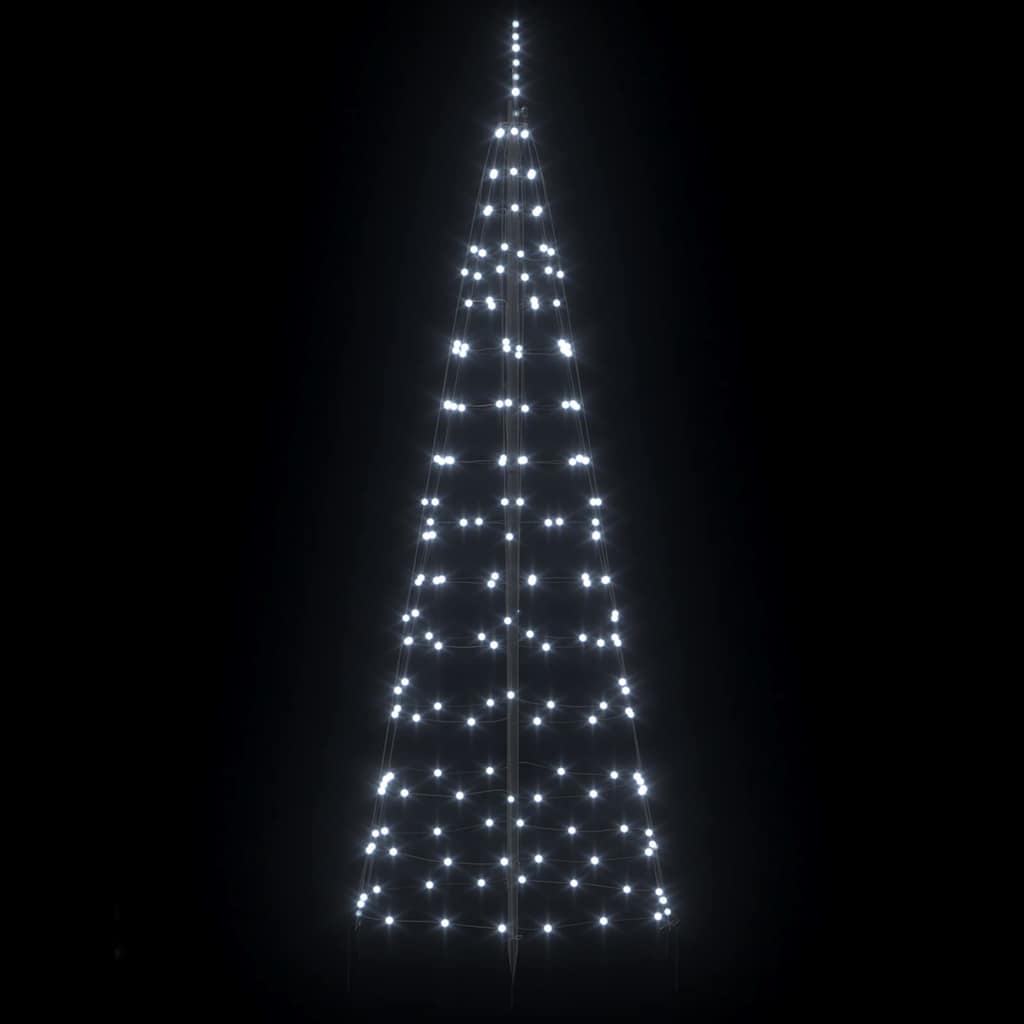 Functional LED Christmas Tree with Ground Spikes Cool White 250cm Iron