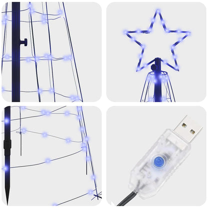 Modern LED Christmas Tree with Ground Spikes Blue 250cm Iron - Premium