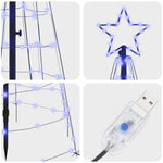 Modern LED Christmas Tree with Ground Spikes Blue 250cm Iron - Premium