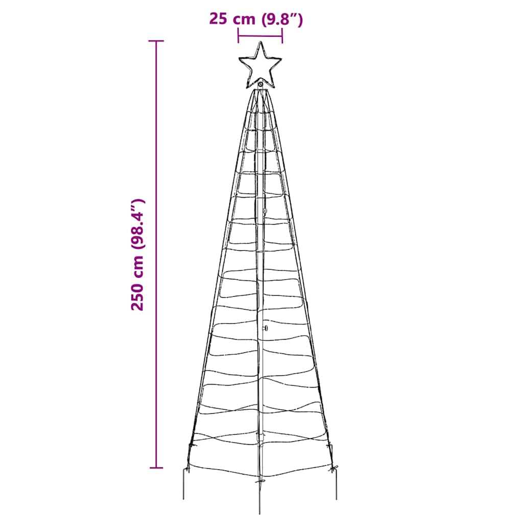 Modern LED Christmas Tree with Ground Spikes Blue 250cm Iron - Premium