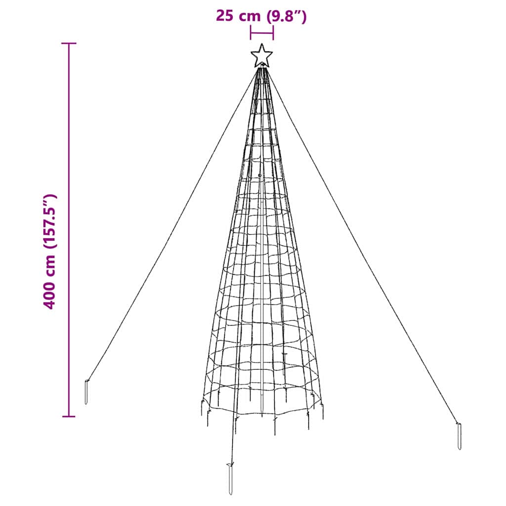 Versatile LED Christmas Tree with Ground Spikes Warm White 400cm Iron
