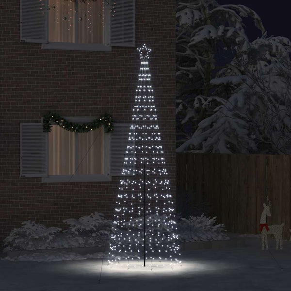  Modern LED Christmas Tree with Ground Spikes Cool White 400cm Iron