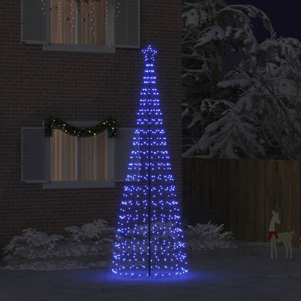  Stylish LED Christmas Tree with Ground Spikes Blue 400cm Iron - Premium