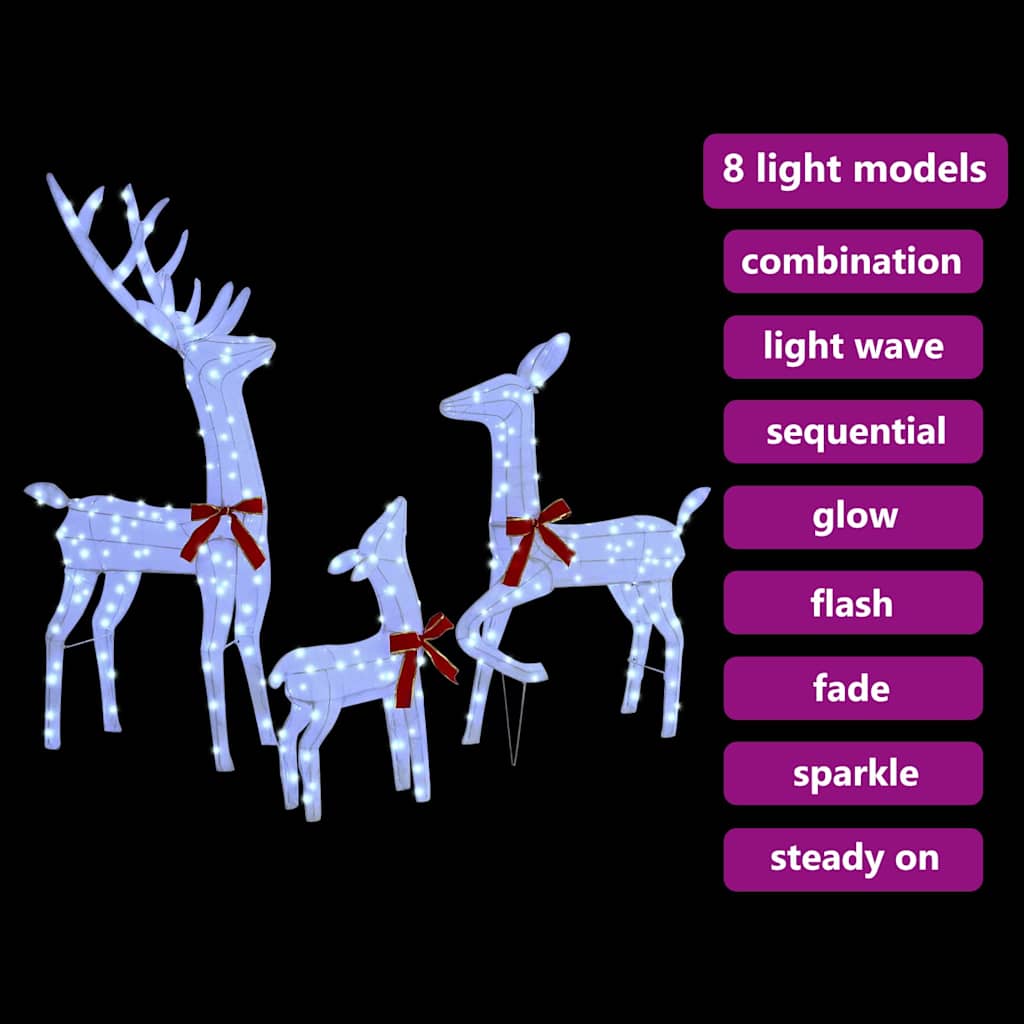 Minimalist Reindeer Family 3 pcs Cold white Fabric - Durable