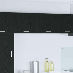Contemporary Hanging Cabinet Riga Black Oak and White x