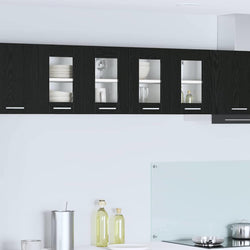 Compact Hanging Cabinet with Shelf Riga 2 pcs Black Oak 