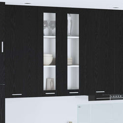 Functional Hanging Cabinet Riga Black Oak Engineered Wood - High