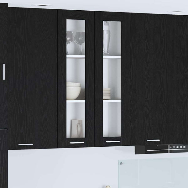  Functional Hanging Cabinet Riga Black Oak Engineered Wood - High