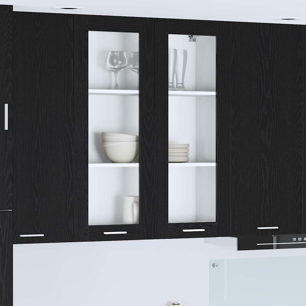 Compact Hanging Cabinet Riga Black Oak Engineered Wood - Durable