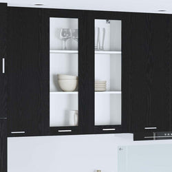 Compact Hanging Cabinet Riga Black Oak Engineered Wood - Durable
