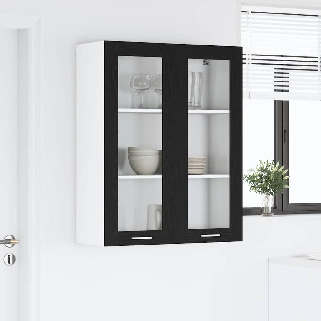 Compact Hanging Cabinet Riga Black Oak Engineered Wood - Durable