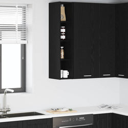 Classic Hanging Cabinet with Shelf Riga Black Oak - Soft Upholstery
