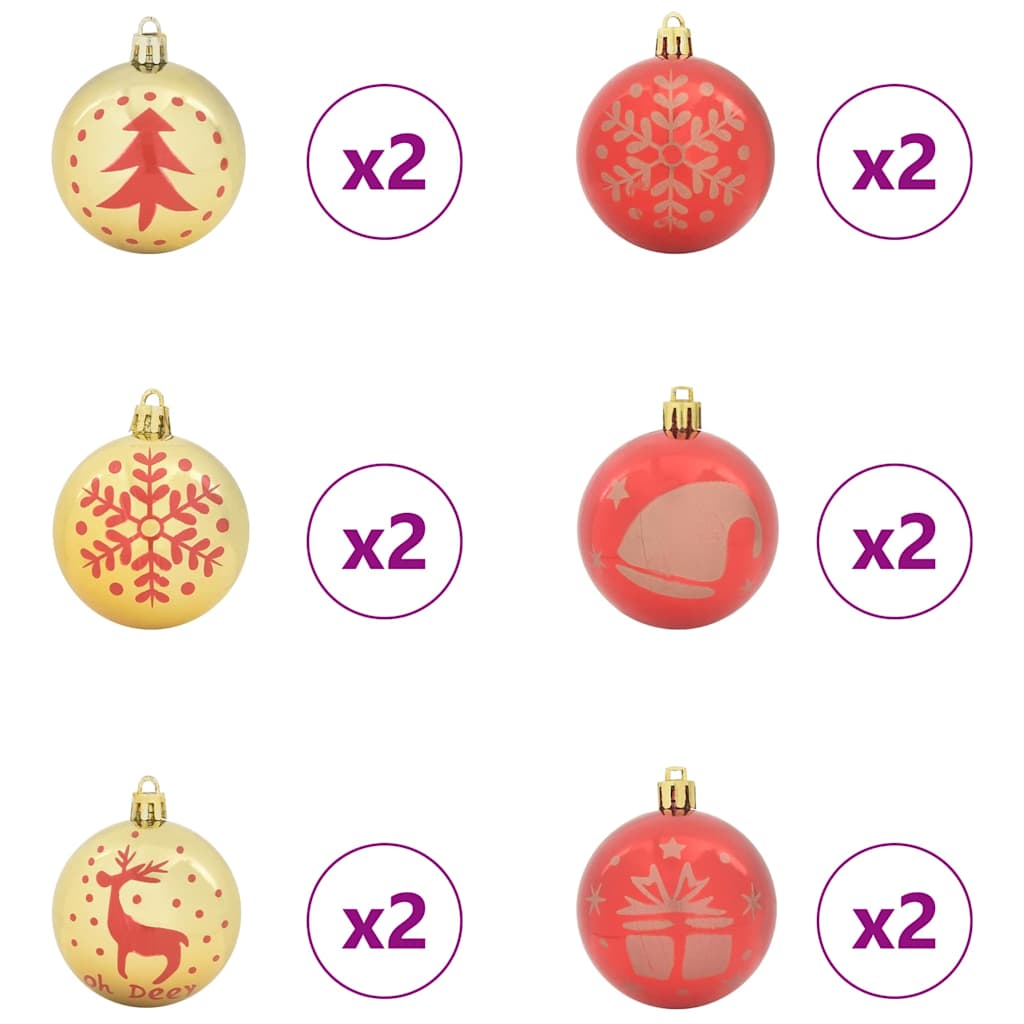 Compact Christmas Bauble Set 40 pcs Gold and Red - Designer Finish