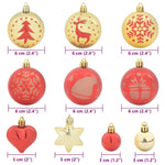 Compact Christmas Bauble Set 40 pcs Gold and Red - Designer Finish