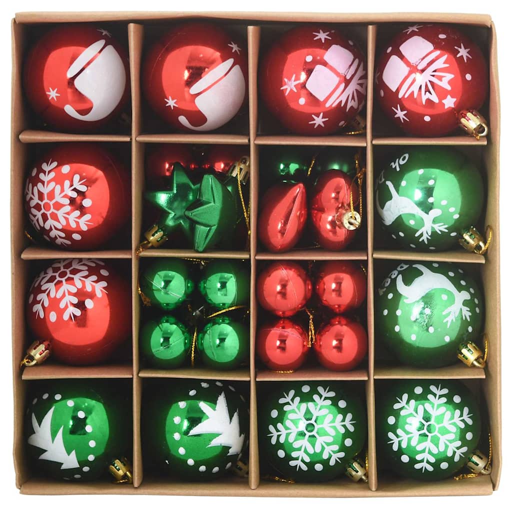 Classic Christmas Bauble Set 40 pcs Red and Green - Sturdy Frame