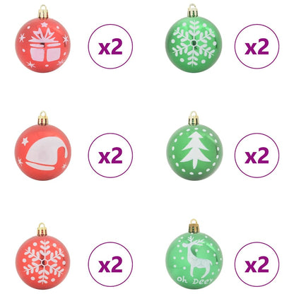 Classic Christmas Bauble Set 40 pcs Red and Green - Sturdy Frame