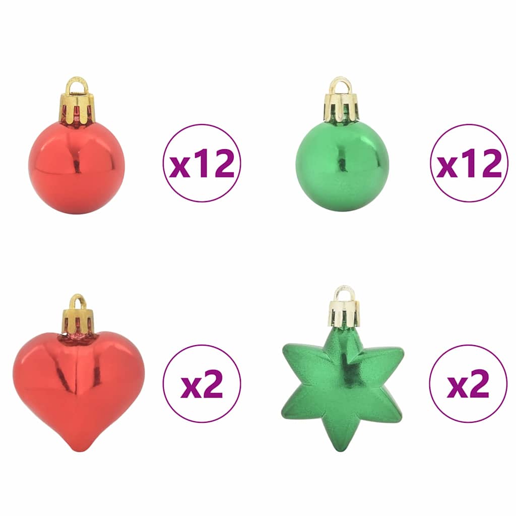 Classic Christmas Bauble Set 40 pcs Red and Green - Sturdy Frame