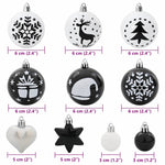 Premium Christmas Bauble Set 40 pcs Black and White - High Quality
