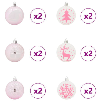 Elegant Christmas Bauble Set 40 pcs White and Pink - Premium Comfort