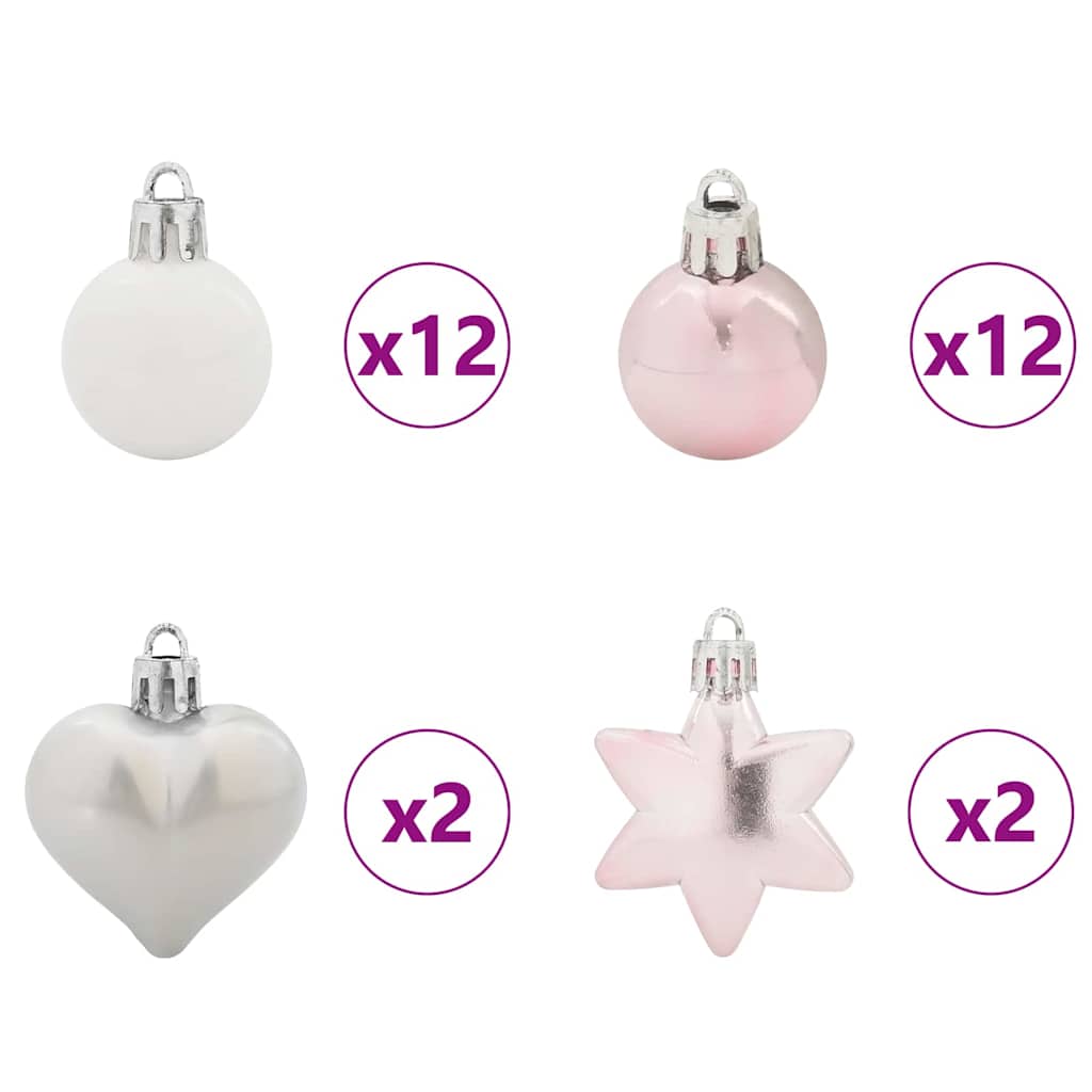 Elegant Christmas Bauble Set 40 pcs White and Pink - Premium Comfort