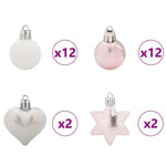Elegant Christmas Bauble Set 40 pcs White and Pink - Premium Comfort