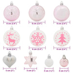 Elegant Christmas Bauble Set 40 pcs White and Pink - Premium Comfort