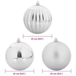 Classic Christmas Bauble Set 3 pcs Silver - Designer Finish - Stylish